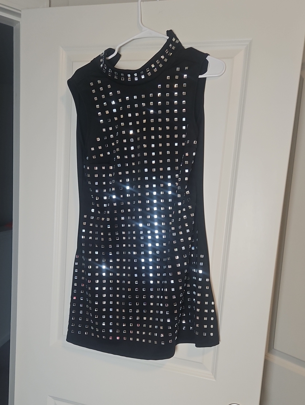 Black Studded Sleeveless Dress - Elegant Evening Wear